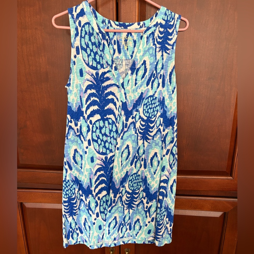 Lilly Pulitzer Dev Dress Serene Blue Tropi Call Me Size Small